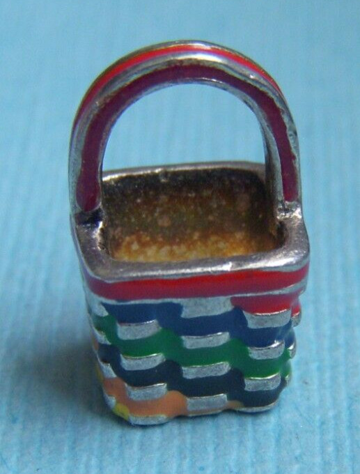 Vintage enamel Autumn Brown County Basket sterling charm