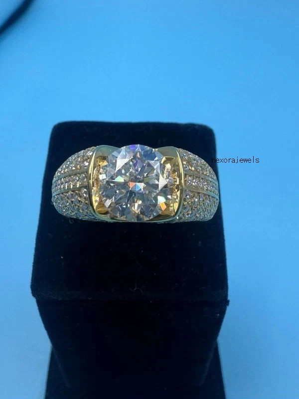 2.35Ct VVS1 Round Cut Lab-Created Diamond Men’s Wedding 14K Yellow Gold FN Ring