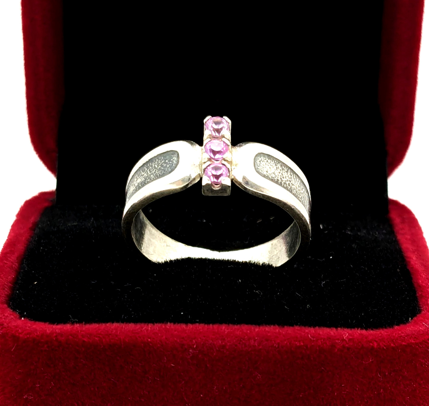 Vintage Elegant RING Silver 925 with Chic Bright Stones -size: 8US (18.5mm)| #46