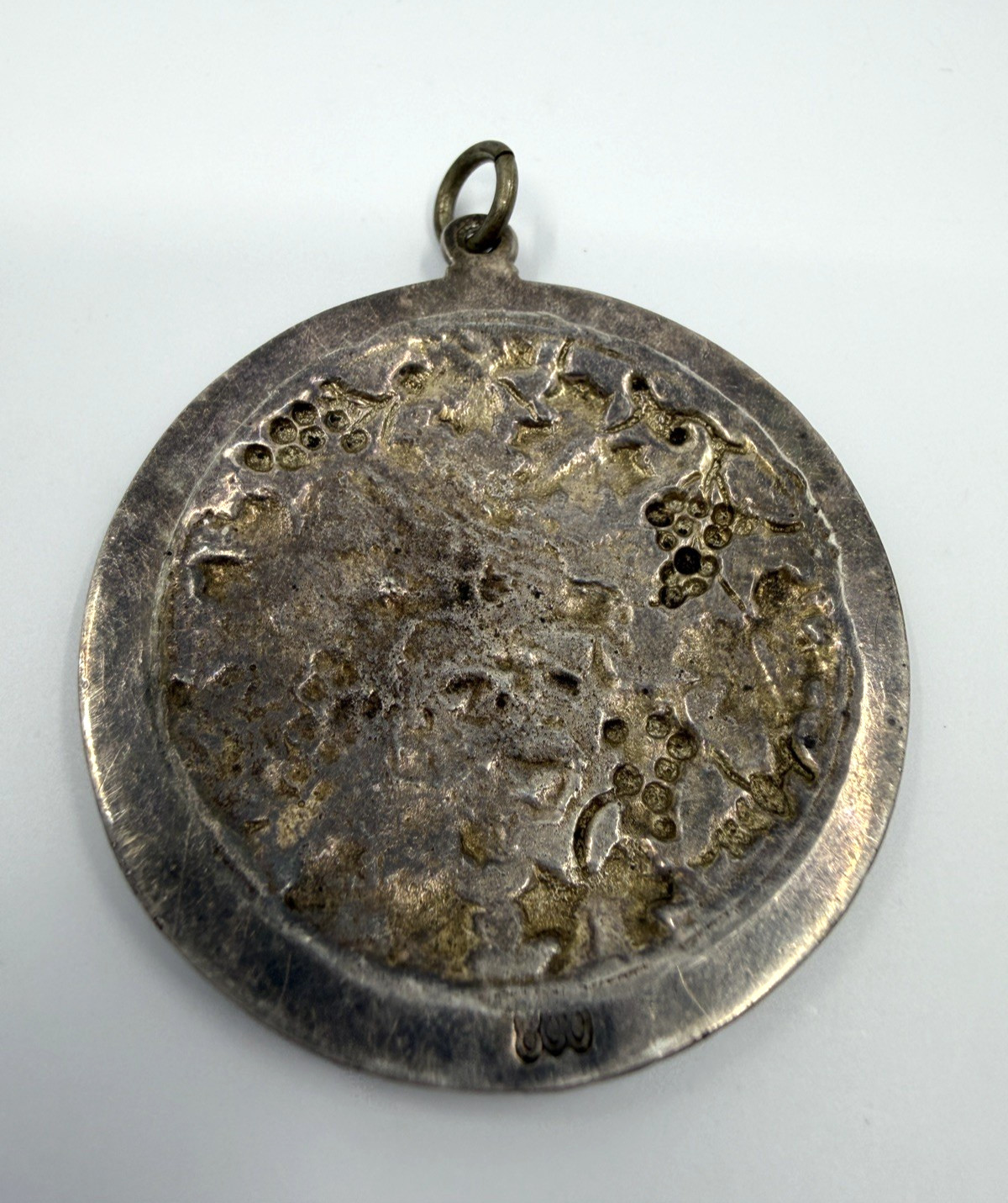 .800Silver Vtg Scandonavian Pendant Intricate Large Bird GrapeCluster Leaf Motif