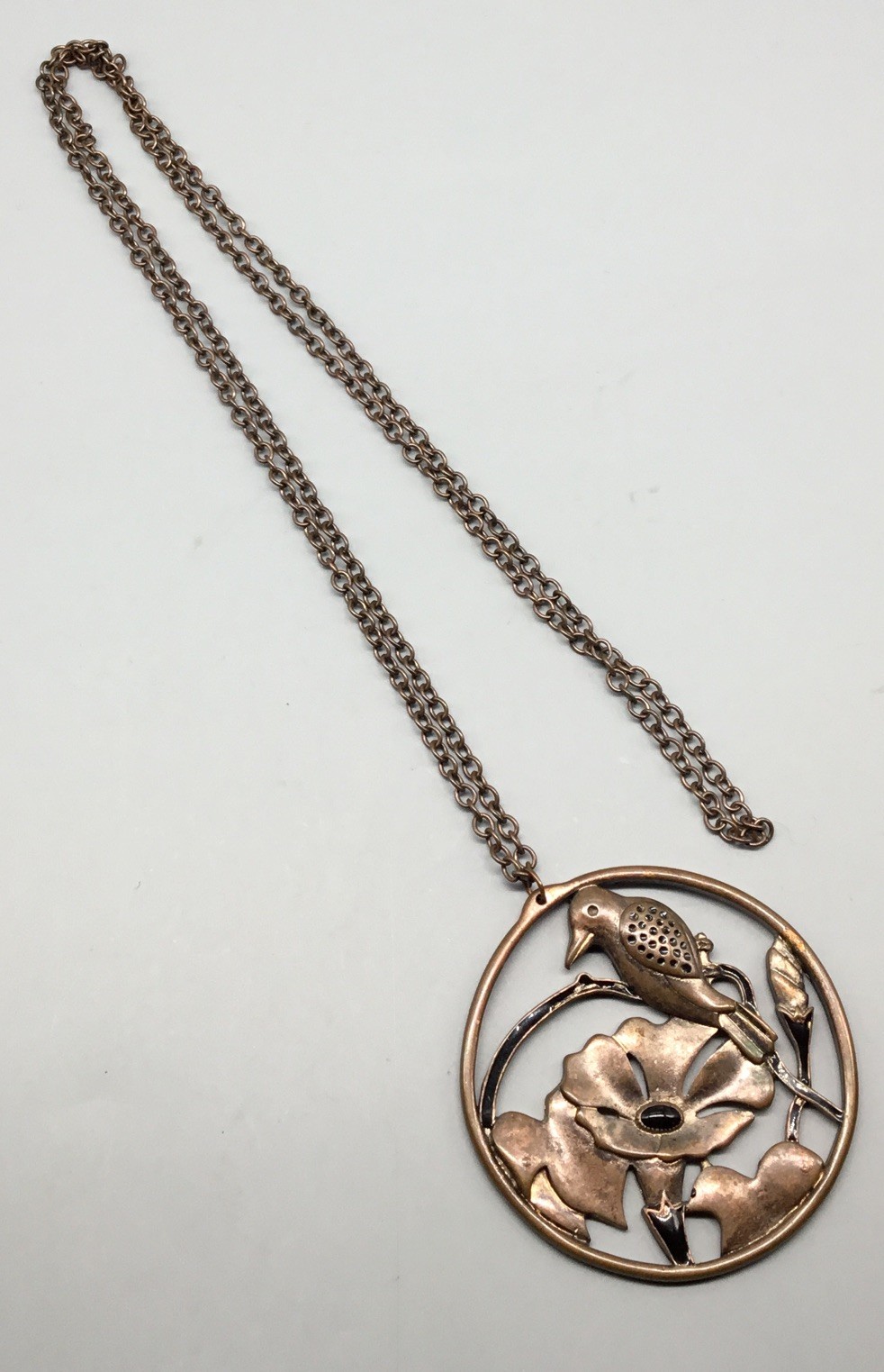 Bronze Tone Hummingbird Pendant and Chain Set Necklace