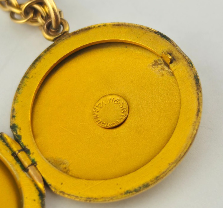 Antique W&SB 1/4 Gold Shell Fill Art Nouveau 3cm Locket Rope Chain Necklace