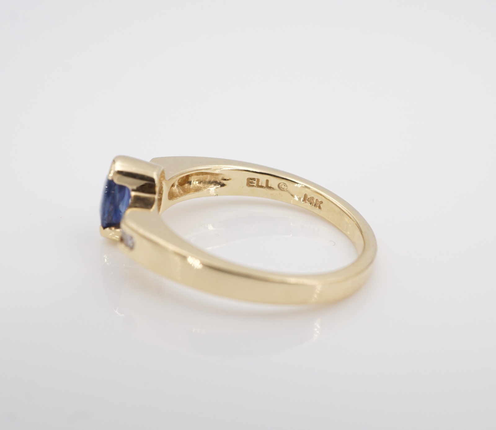 Vintage 14k Sapphire Diamond Cocktail Ring Yellow Gold Natural Size 6.25 RG5345