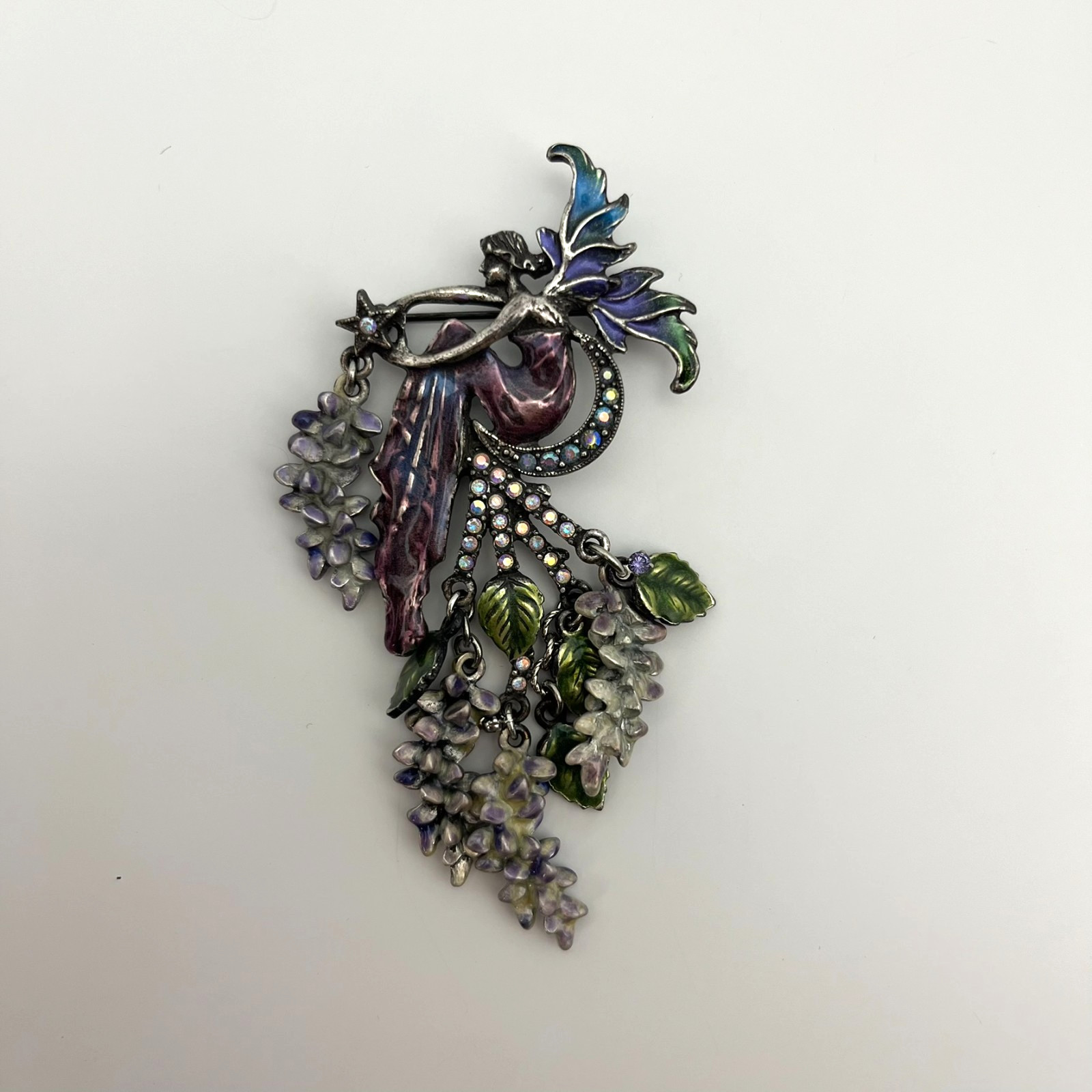 Kirks Folly Enchanted Fairy Moon Brooch Wisteria Flowers