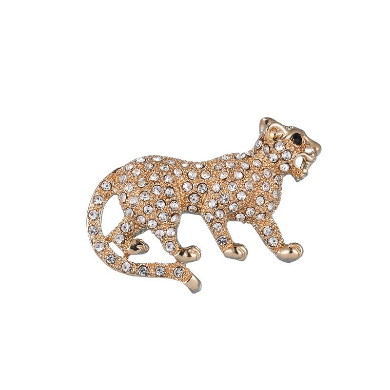 Fashion Retro Tiger Brooch Rhinestones Pin Unisex Decorative Corsage Jewelry