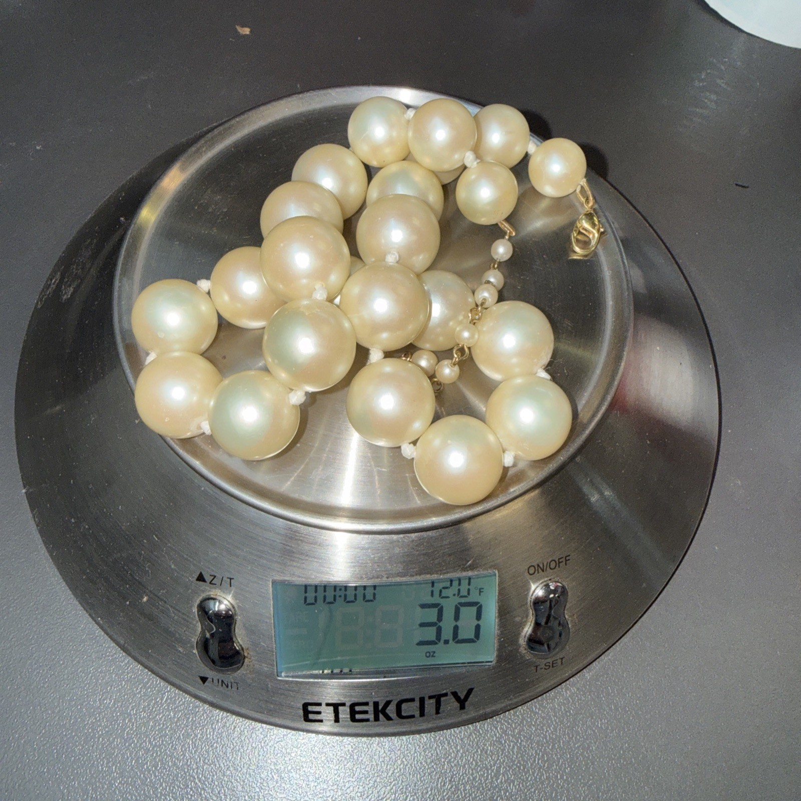 Vintage Large Champagne Pearls Hand Tied Choker Necklace