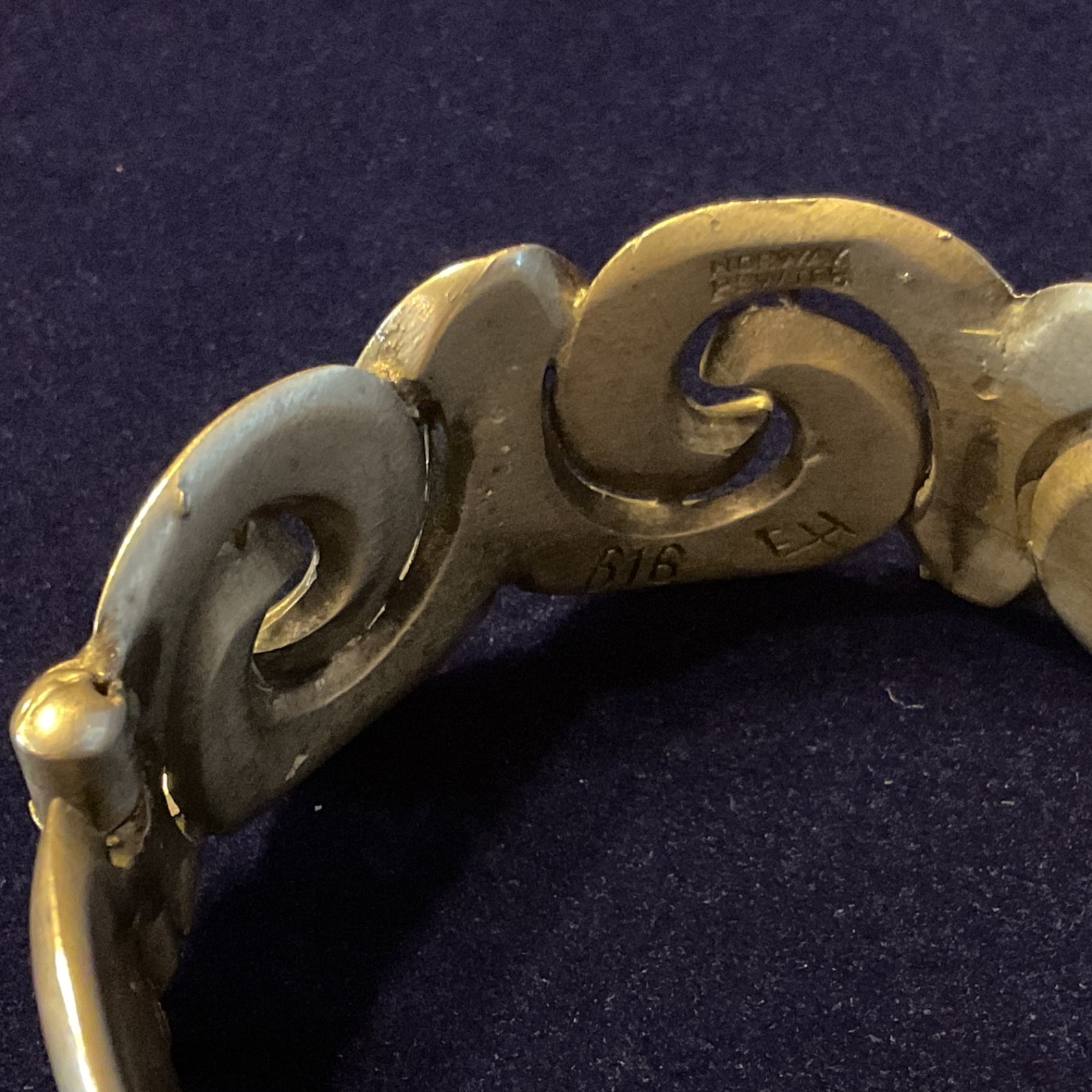 VTG Pewter Norway Bracelet Cuff Eivind Hillestad EH Modernist MCM Mid Century