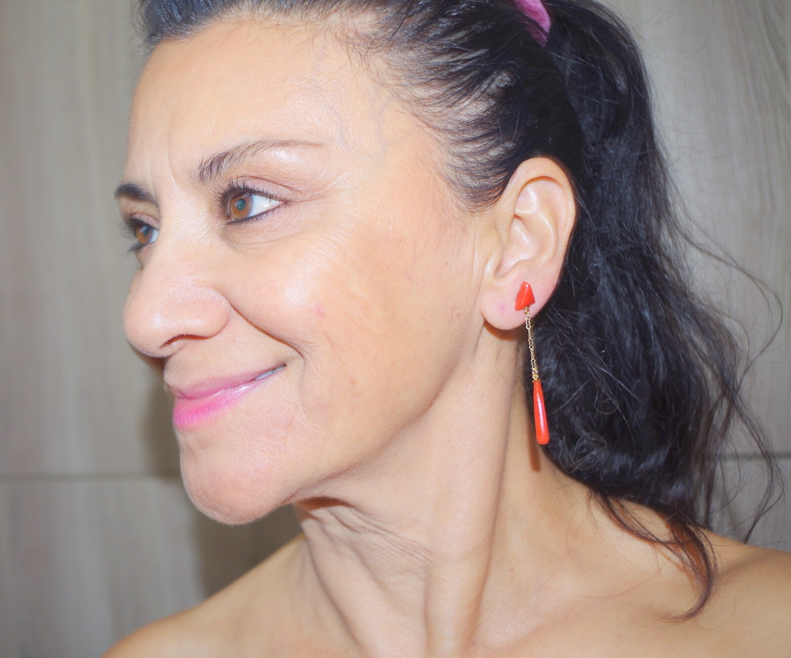 14K 52MM Ox Red Italian Triangular Stud Coral Teardrop Earrings Made to Order