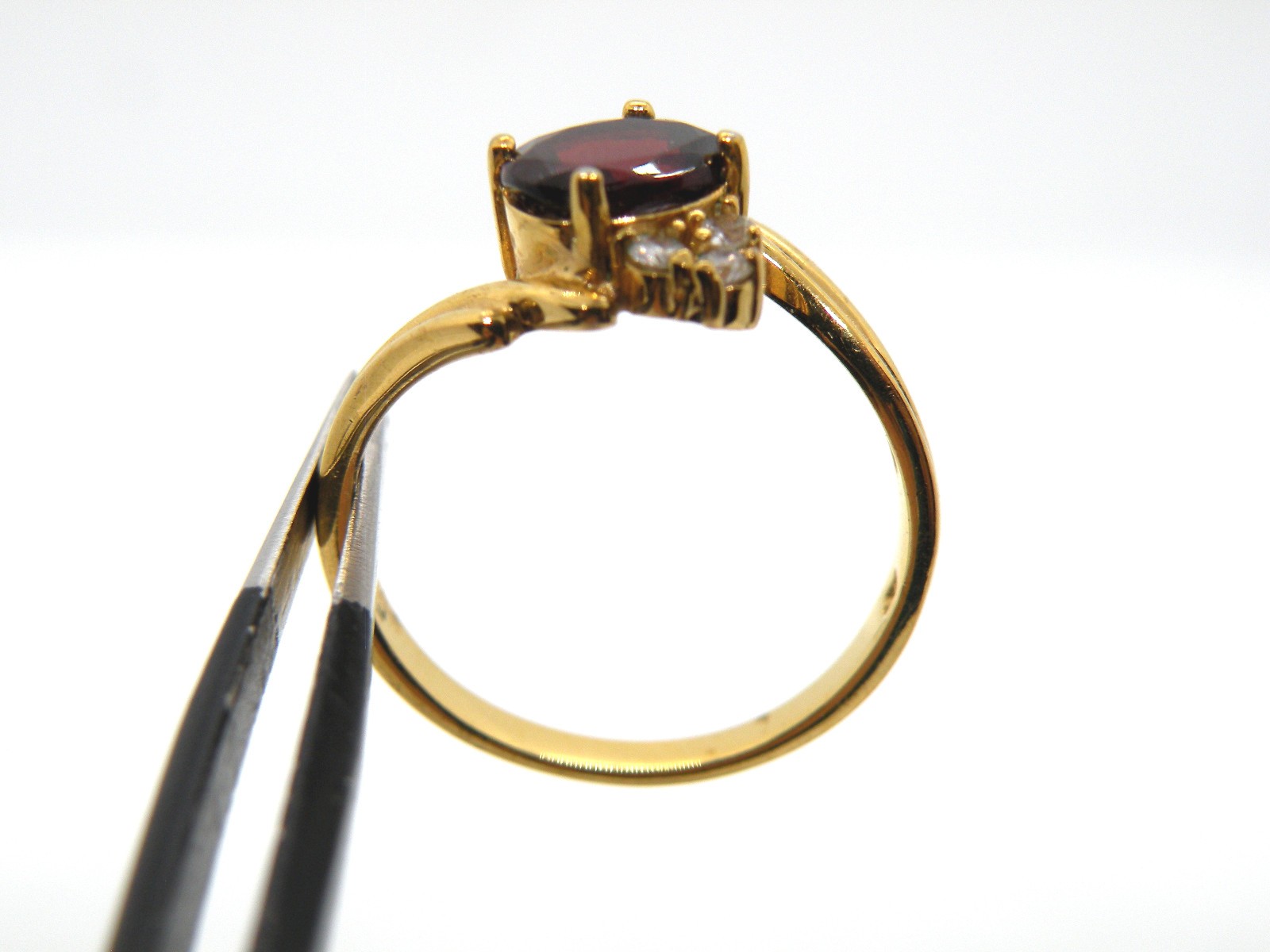 JC Signed Vintage Red & Clear Crystal Stone Women Gold Tone Jewelry Ring Size 9