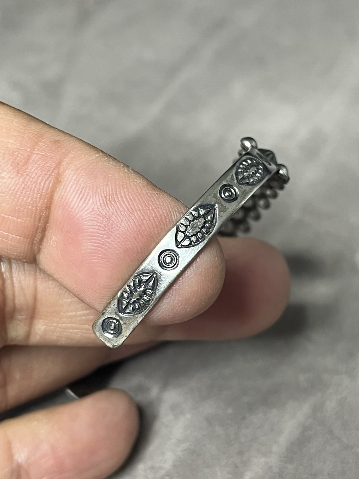 Vintage Ethnic Pattern Stamped Metal Cuff Bracelet