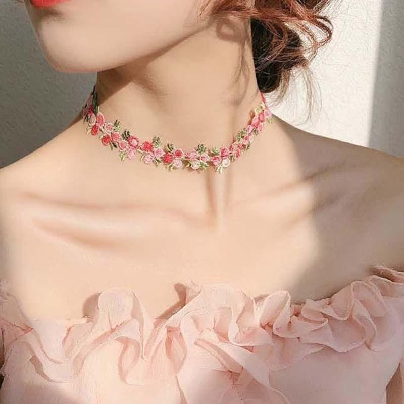 Korean Sweet Flower Lace Choker Necklace – Vintage Clavicle Wedding Jewelry Gift