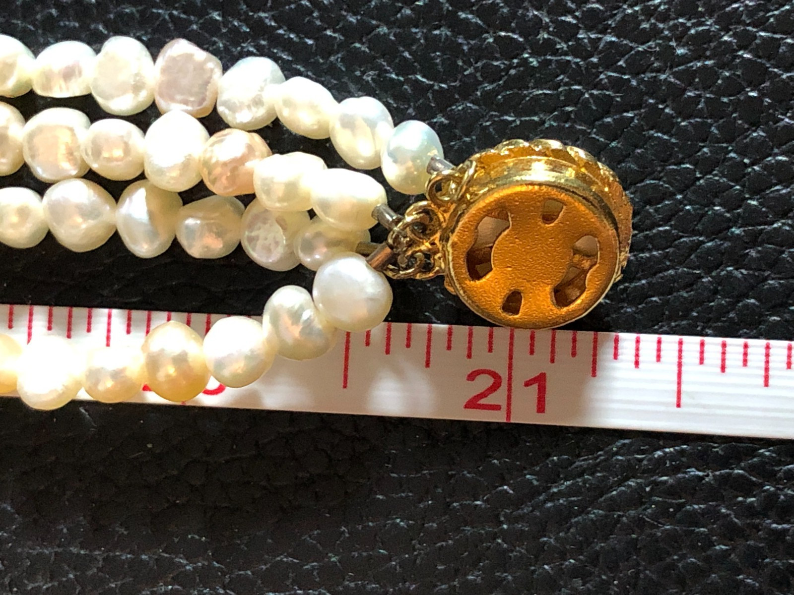 Vintage Peach Cream Cultured Pearl Multi Strand Necklace +Stretch Bracelet P9