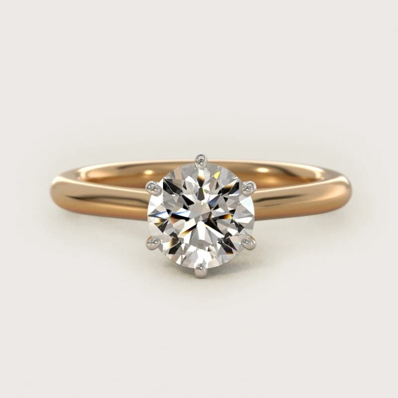 0.84CT Round Cut White Moissanite Solitaire Wedding Ring in 10K Yellow Gold FN