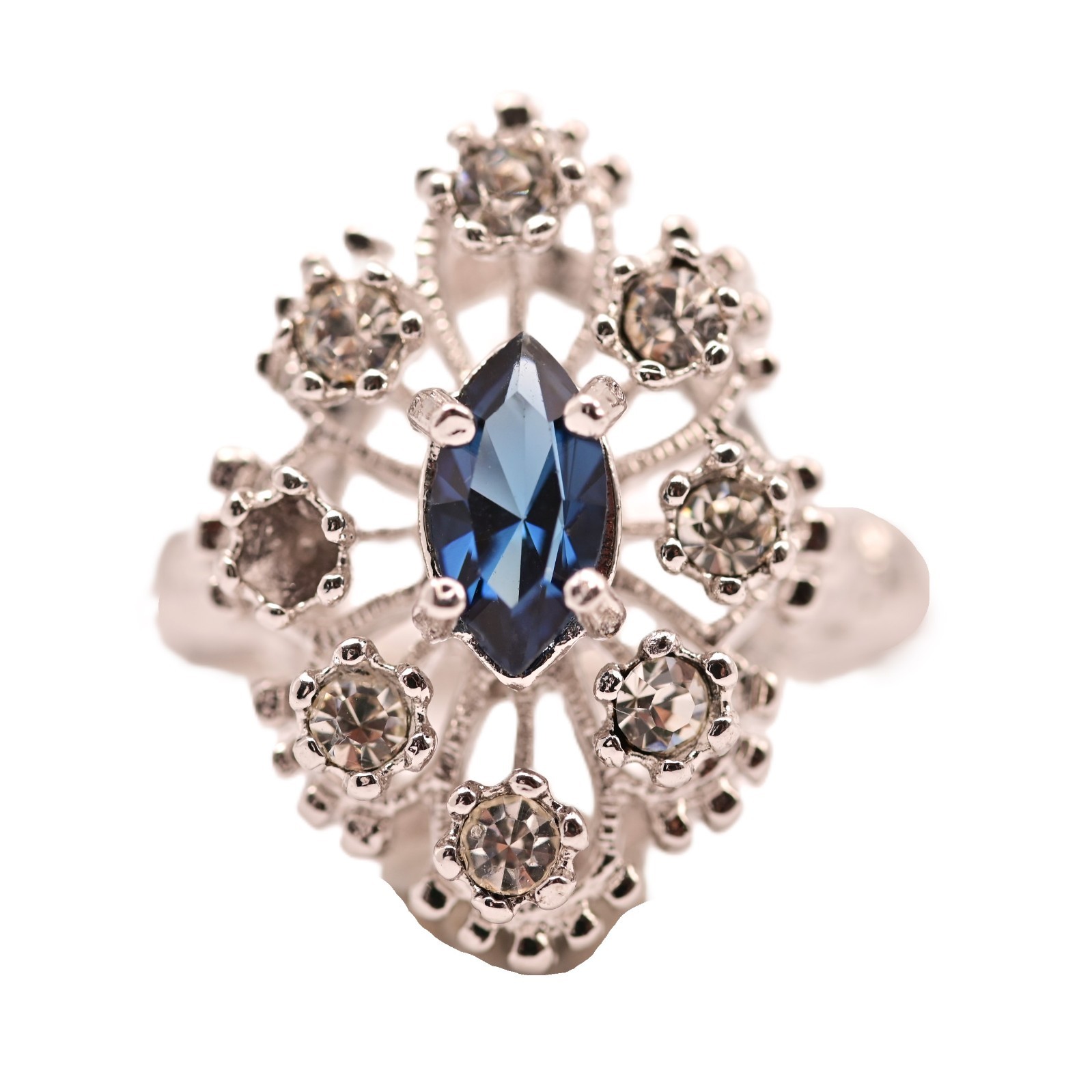 Antique Original Vintage Signed Designer 18k HGE Sapphire Gemstone Estate Ring