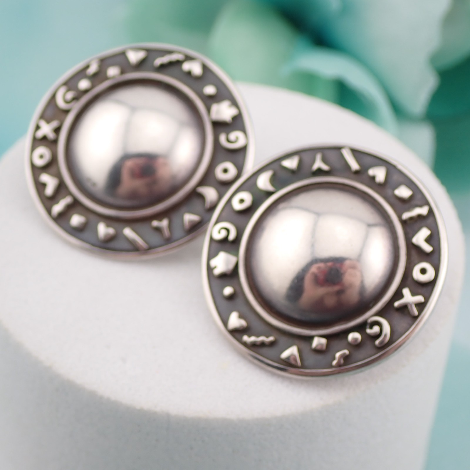 Vintage 1993 Roberta Williamson Sterling Silver Dome Pierced Earrings 10.9 grams