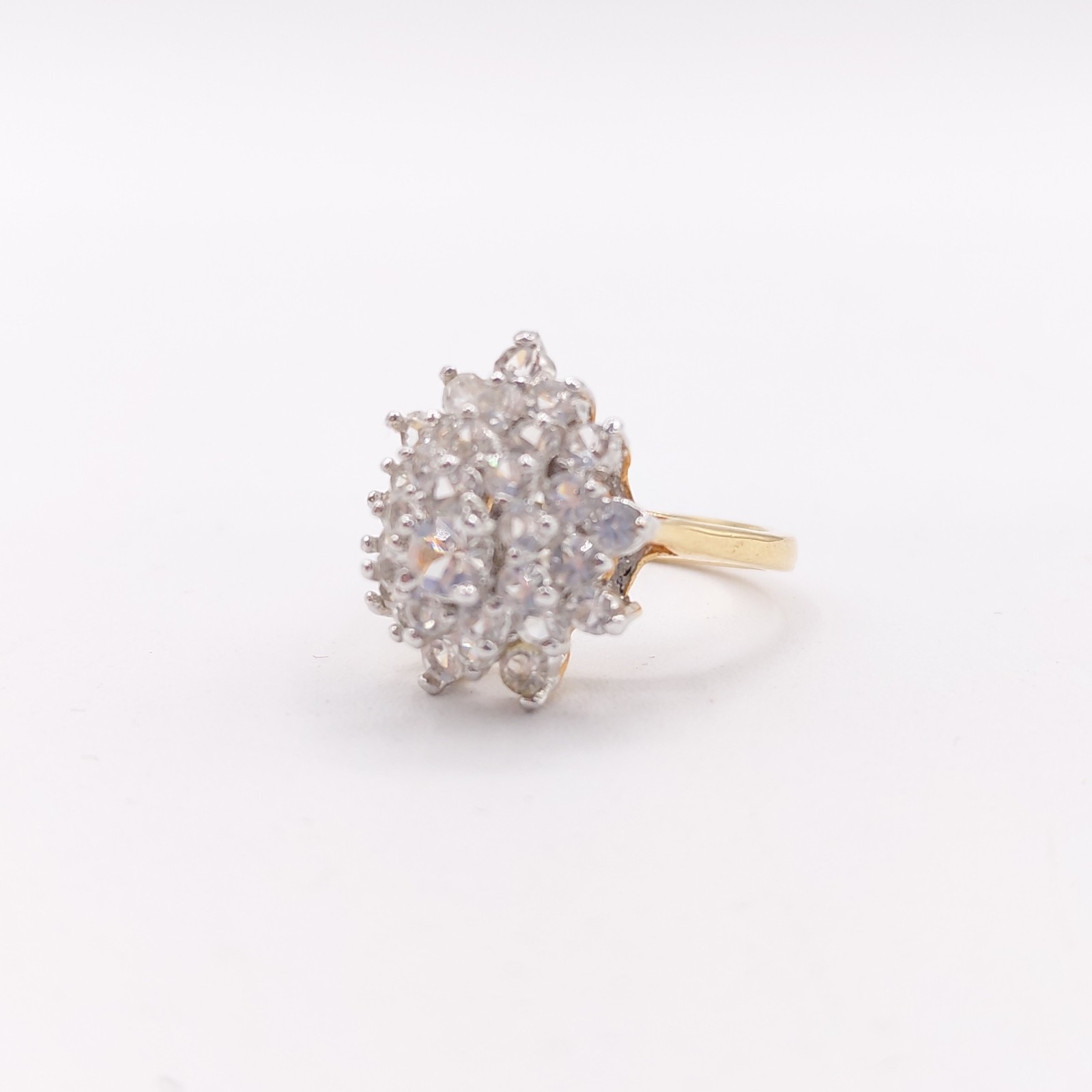 Vintage 18K GE Costume Cocktail Statement Ring CZ Size 6