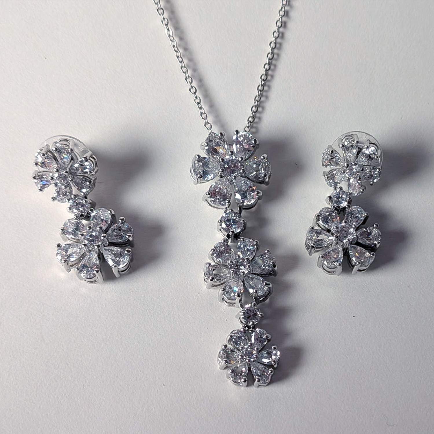Nolan Miller Ideal Rhinestone Pendant Necklace and Pierced Earrings Set