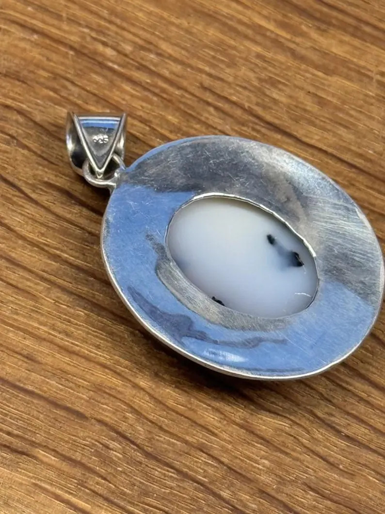 Large pendant sterling silver Dendrite Opal