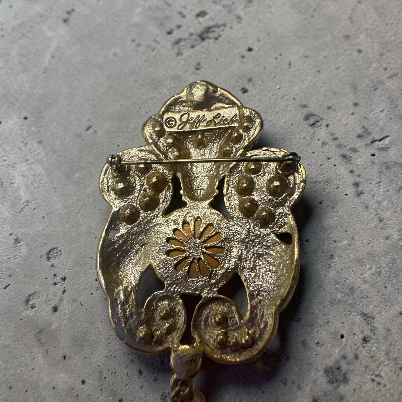 Vintage Jeff Lieb Signed Statement Brooch Pin Victorian Revival