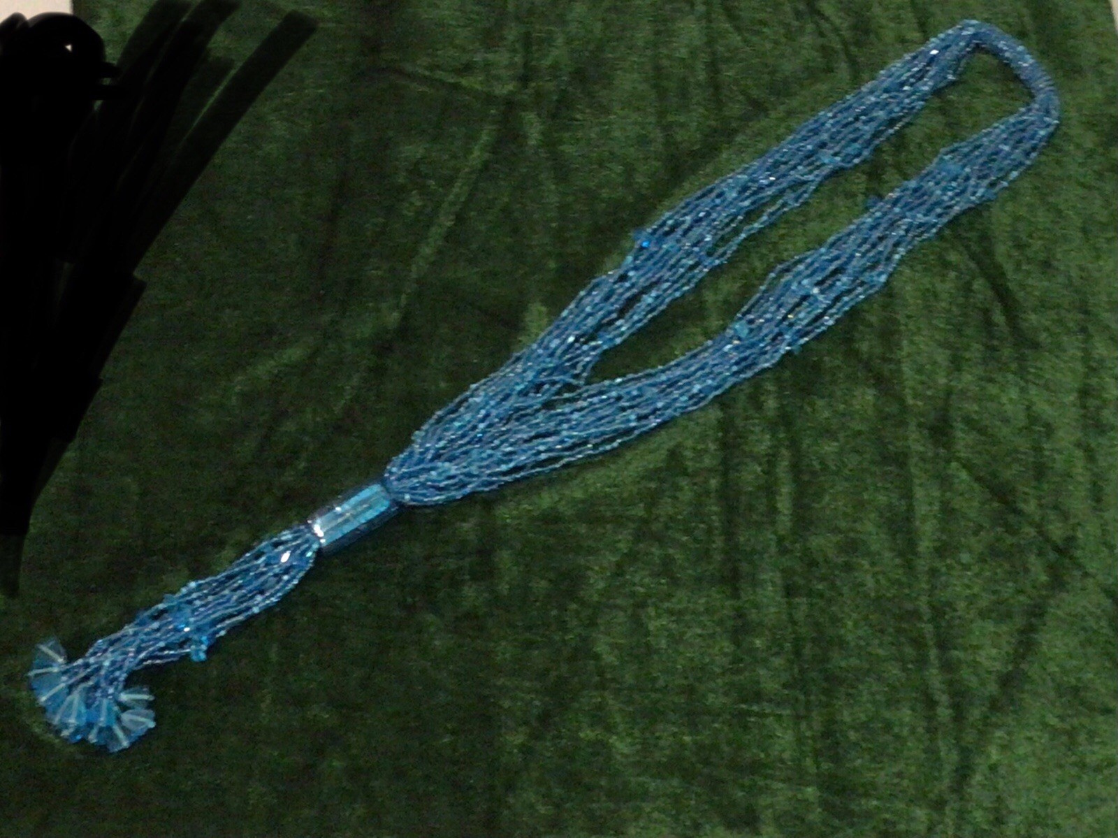 Vintage MultiStrand Blue Seed Bead Necklace 21 In Lariat Style