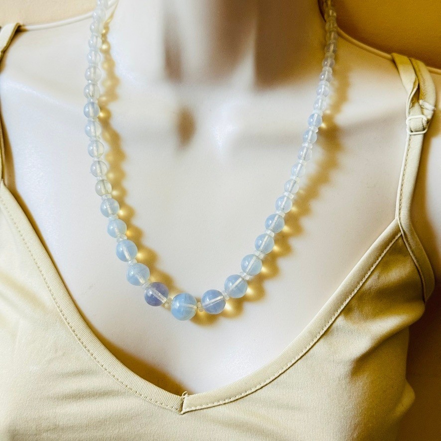 VTG Flapper Opalescent Art Deco Necklace Venetian Glass Murano Italy Graduated