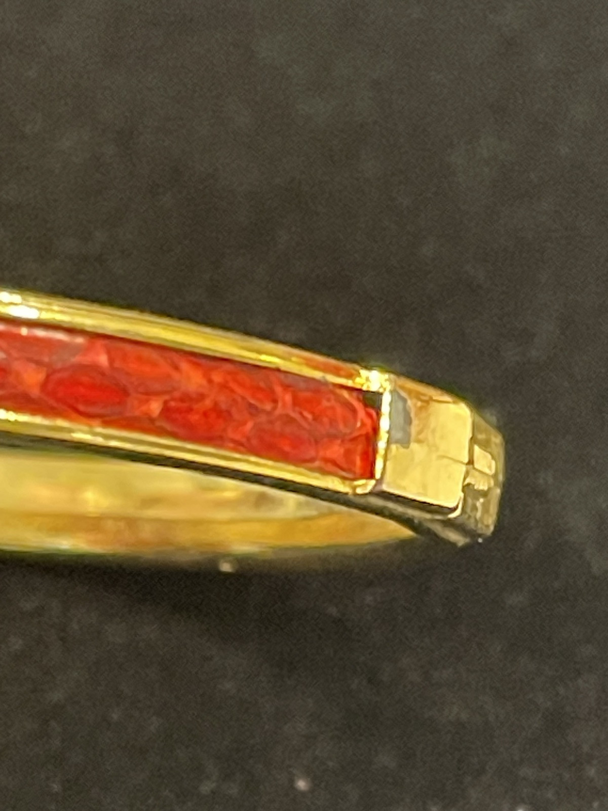 LAPO FLORENCE ITALY Snake Skin Red bracelet gold filled hinge bangle Very Good
