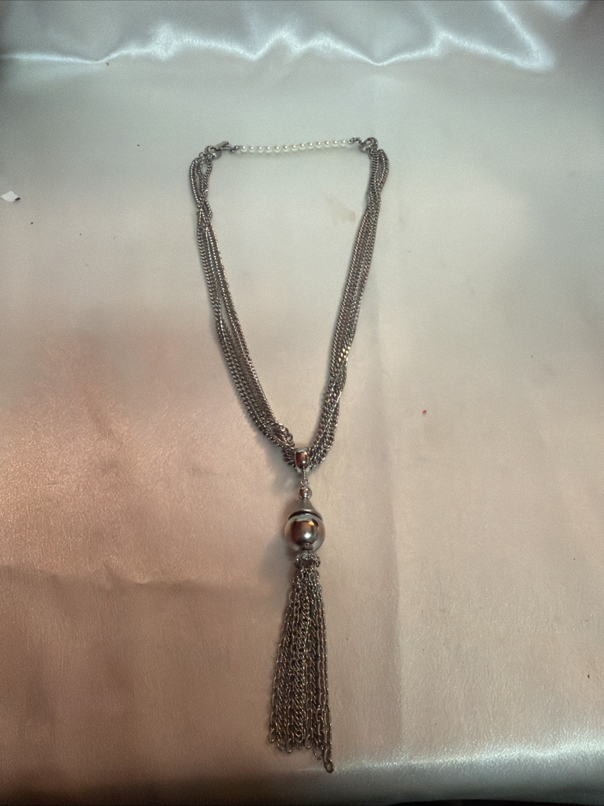 Vintage Classy, Multi Chain Pendant, Tassel Necklace, 22 Inches Long