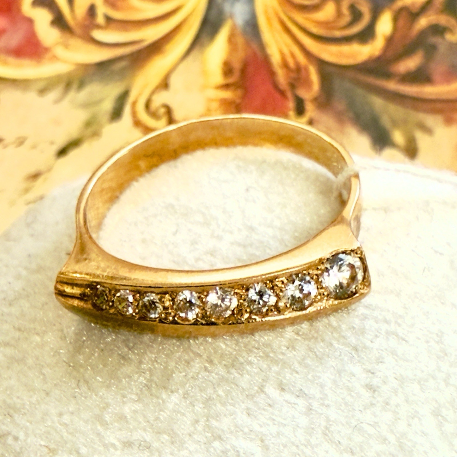 Size 7.25 – 14K 585 Rose Gold Gemstone Ring – Vintage East European #1806