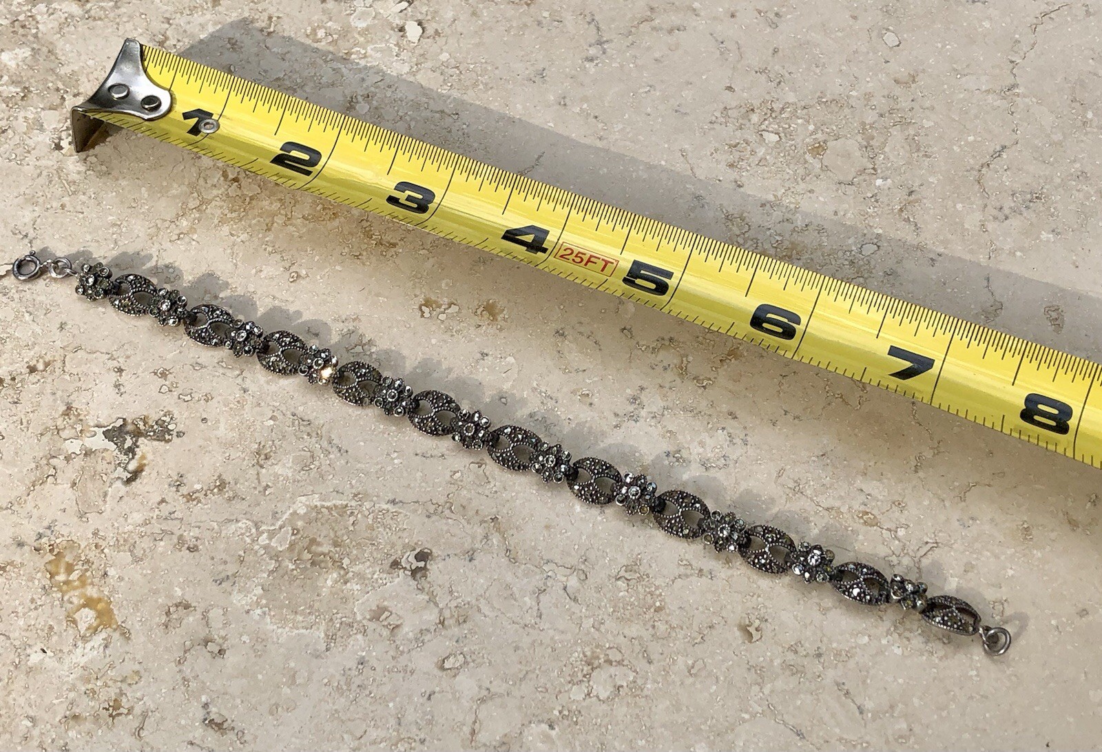 ✨VINTAGE Sterling Silver MARCASITE Floral 🌺Tennis Bracelet 🌟ESTATE Jewelry🌟