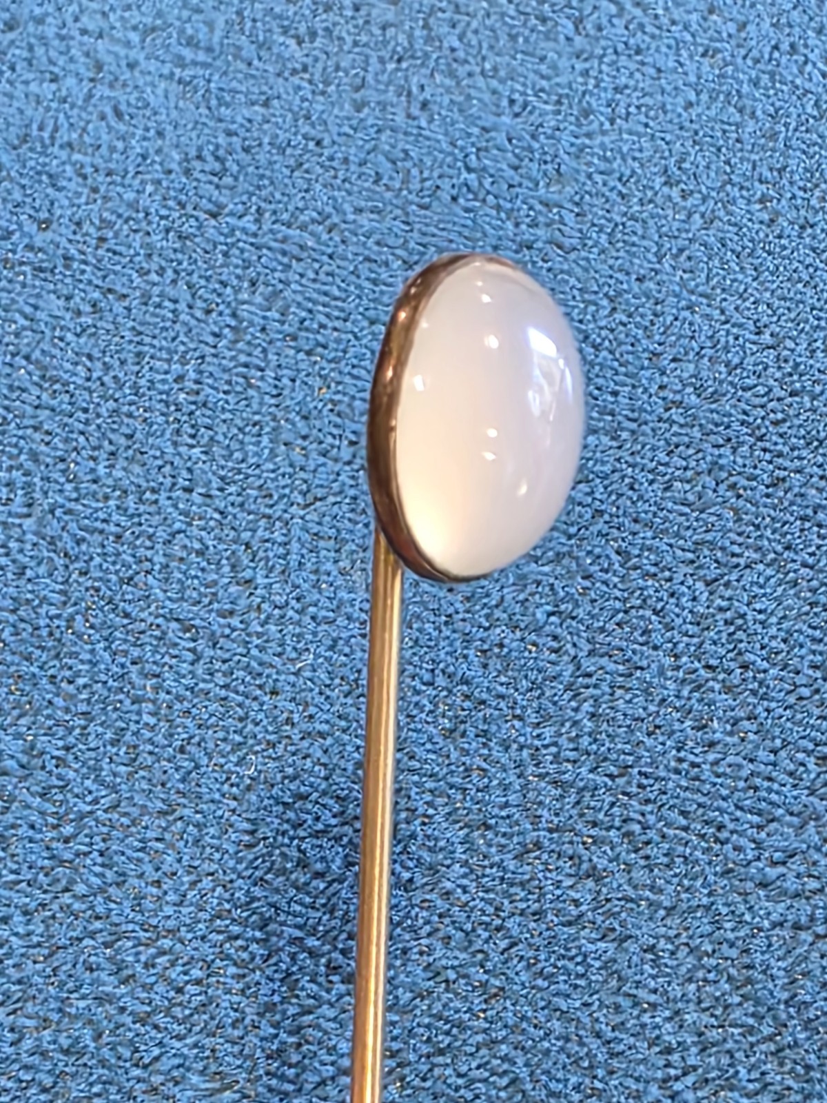 Antique Milky Agate Oval Cabochon Stone Lapel Stick Pin