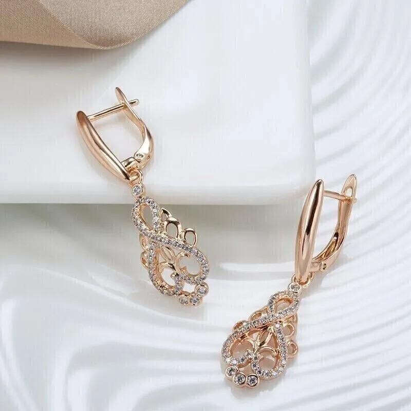 Art Deco Vintage Lab Created Diamond Party Wear New Earring 14K Rose Gold Finish