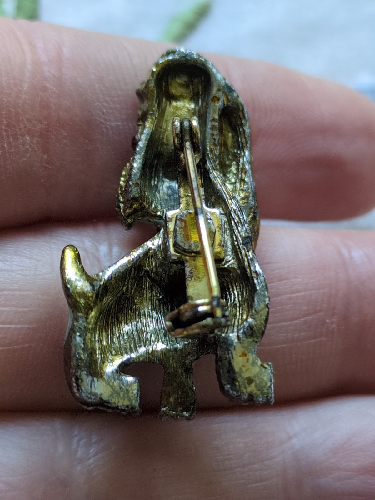 Vintage Dog Brooch Pin Lot Of 2, Enameled, Rhinestone