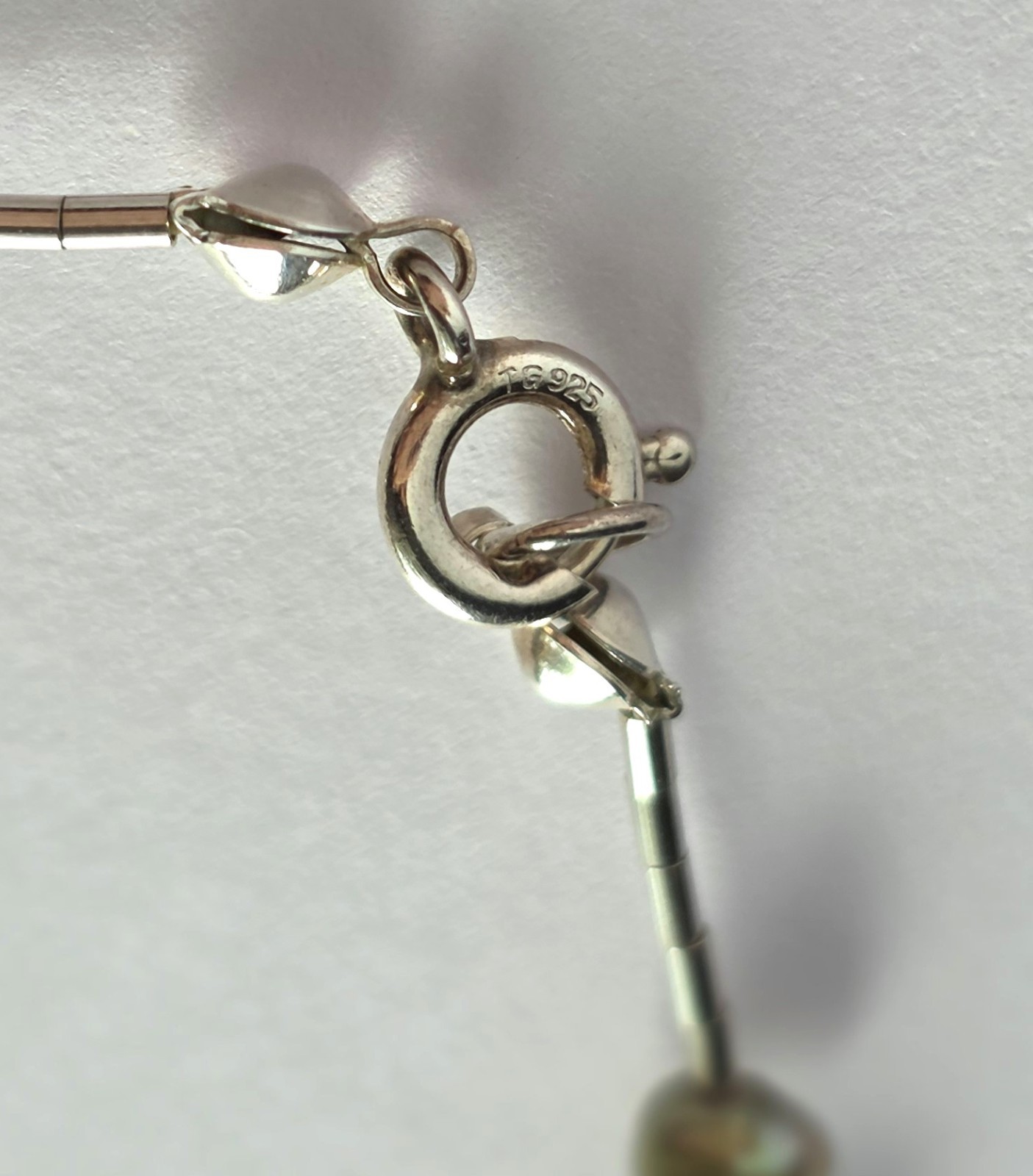 925 Sterling Silver Peacock Pearl Station Necklace 16″ Taxco Style Vintage