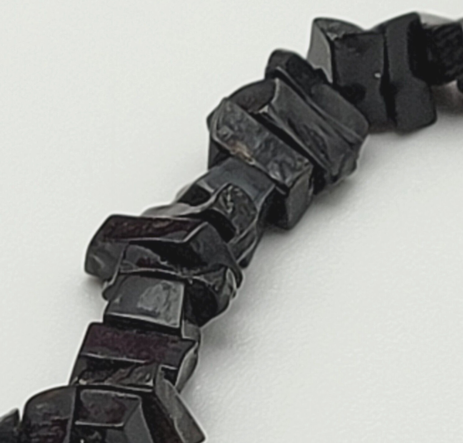 Vintage Black Onyx Chip Beaded Necklace 17 Inch Polished Lustrous Unisex Adults