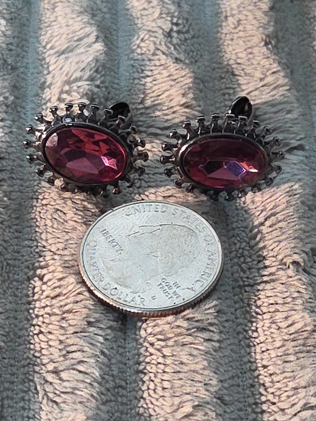 Vtg Givenchy New Purplish Stone Signed Clip On Nickel Free Statement Earrings