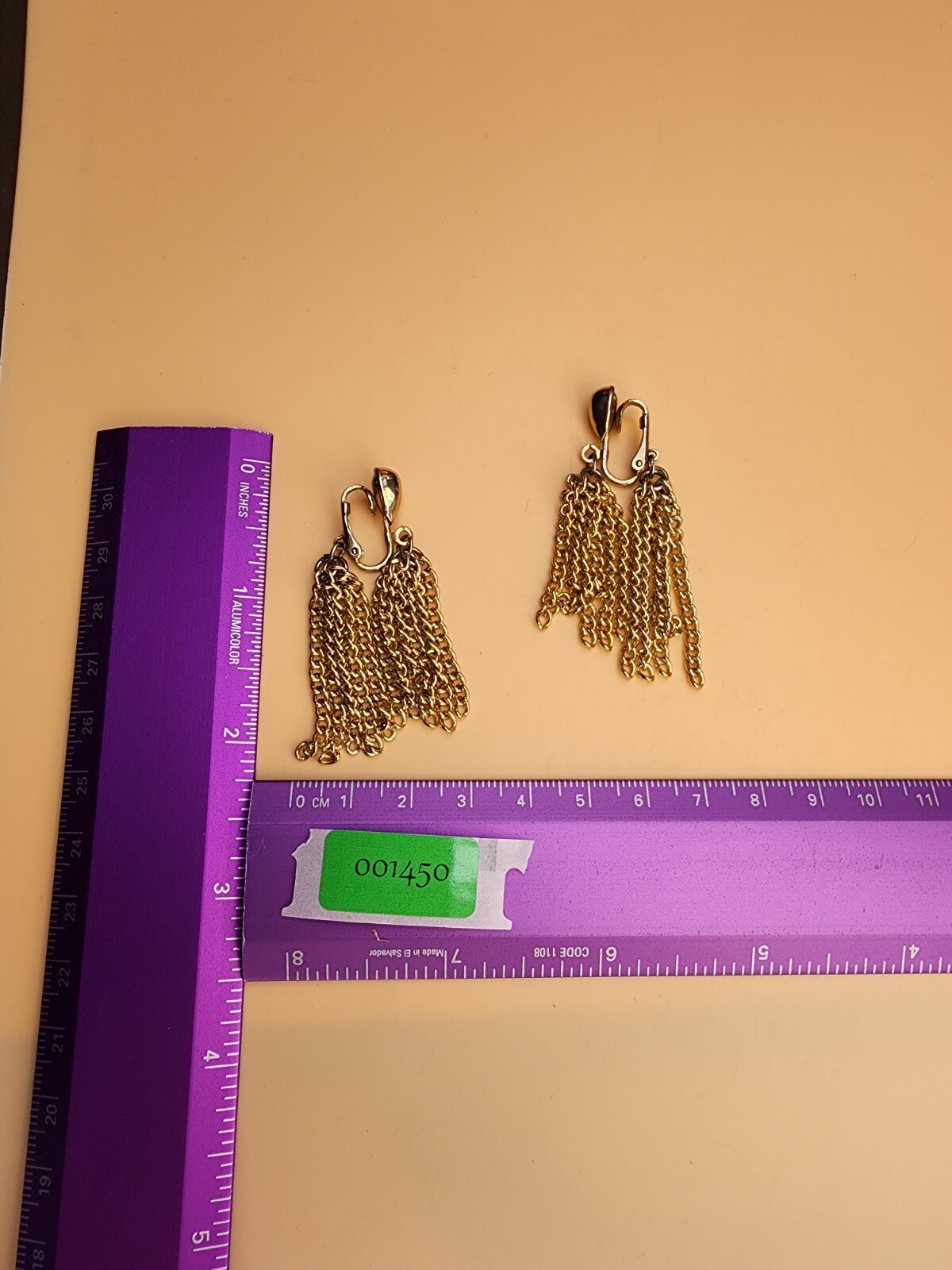 Vtg SARAH COVENTRY Signed Double Tassel Earrings Clip-On Gold Tone FREE $HIPPING