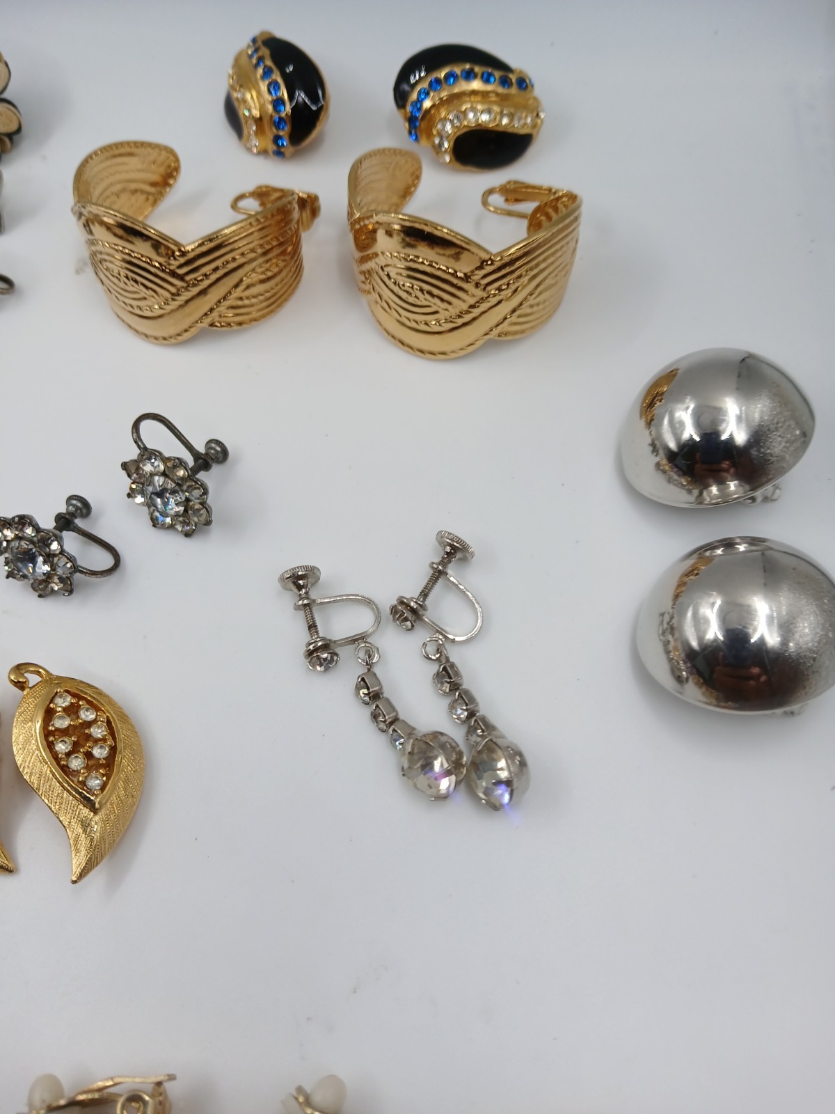 Lot 30 Vintage Now EARRINGS Clip and Screw On Rhinestone Enamel Costume Jewelry