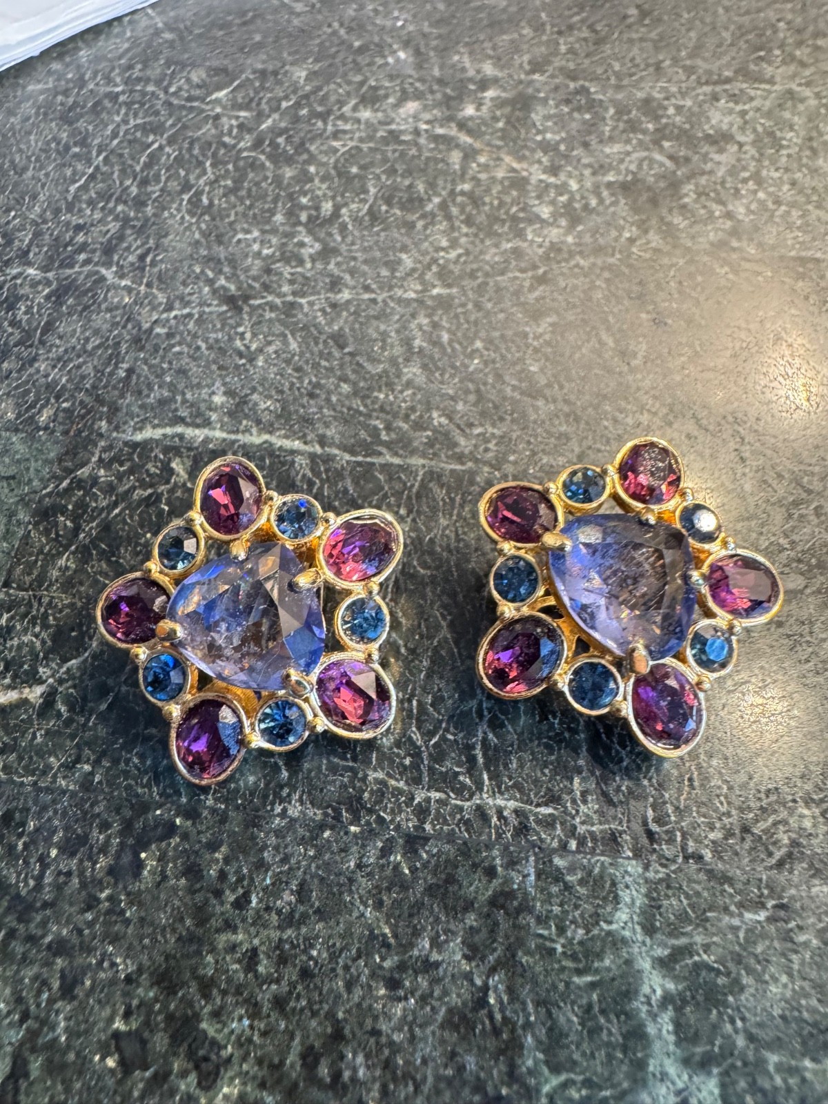 Swarovski Multi-Gemstone Clip On Earrings