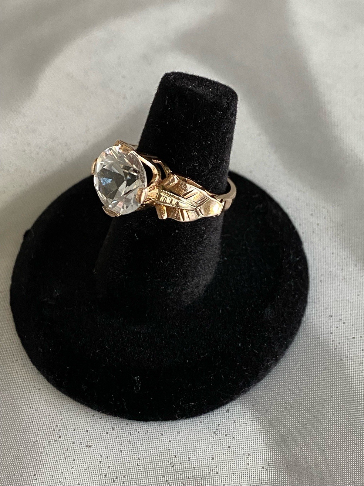 REDUCED 10K Gold TESTED NOT MARKED Ring Vtg Antique Prong Set Stone 3.9 Gr 6 1/2