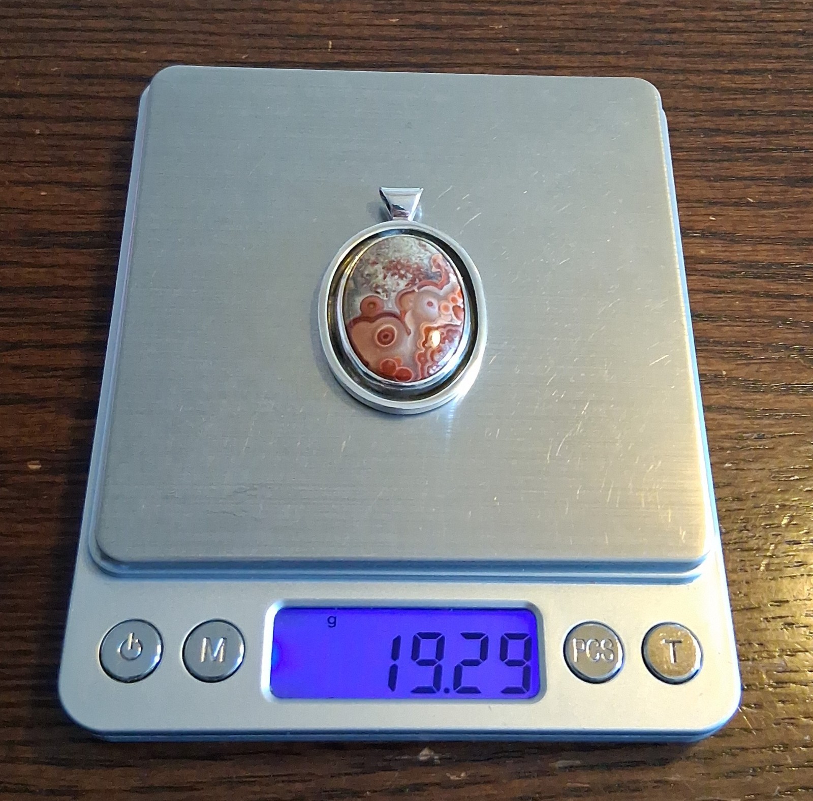 Vintage Sterling Crazy Lace Agate Pendant 19grams See Pics/Description
