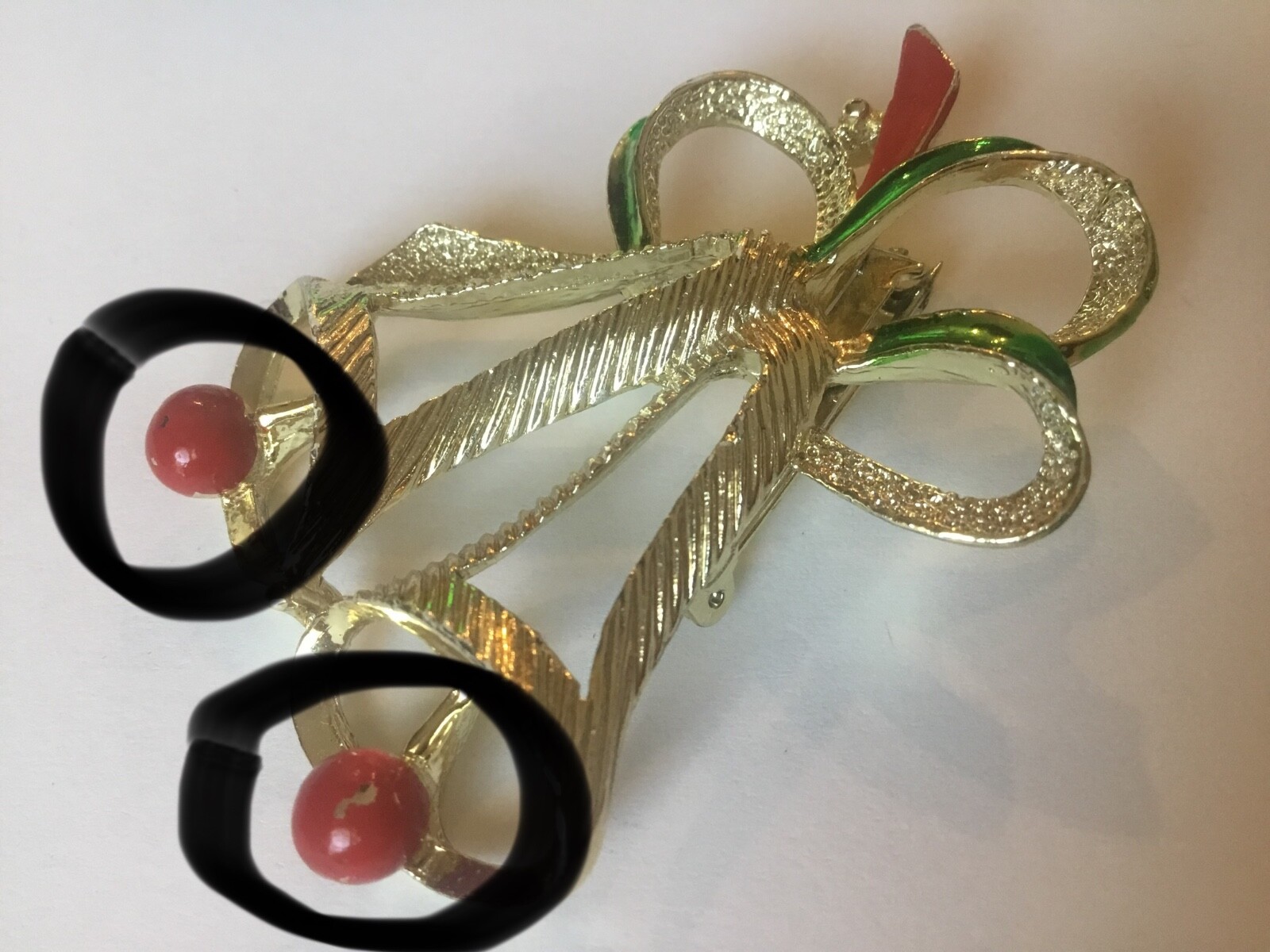Christmas Pin Lot Signed GERRYS Gold Tone Tree Bells Poinsettia & Bow Vintage