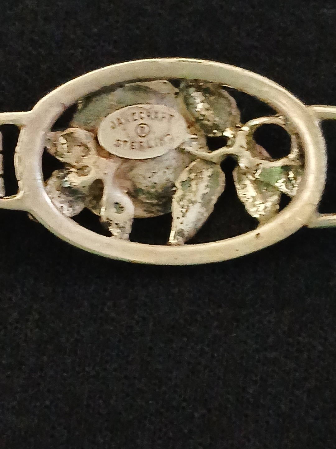 DANECRAFT Vintage Sterling Silver Floral Rose and Leaf Oval Link Bracelet RARE *