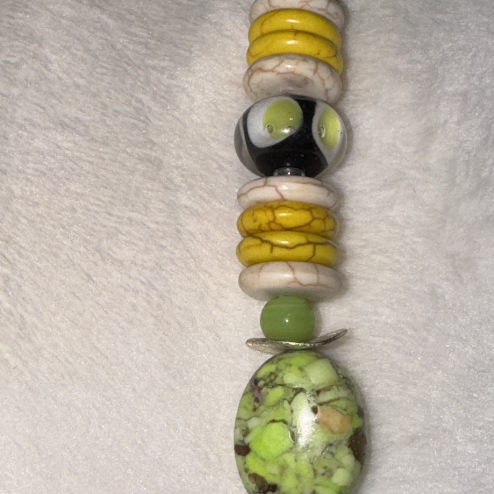 Vintage Handmade Multi Gemstone Including Jade And Black Onyx Necklace