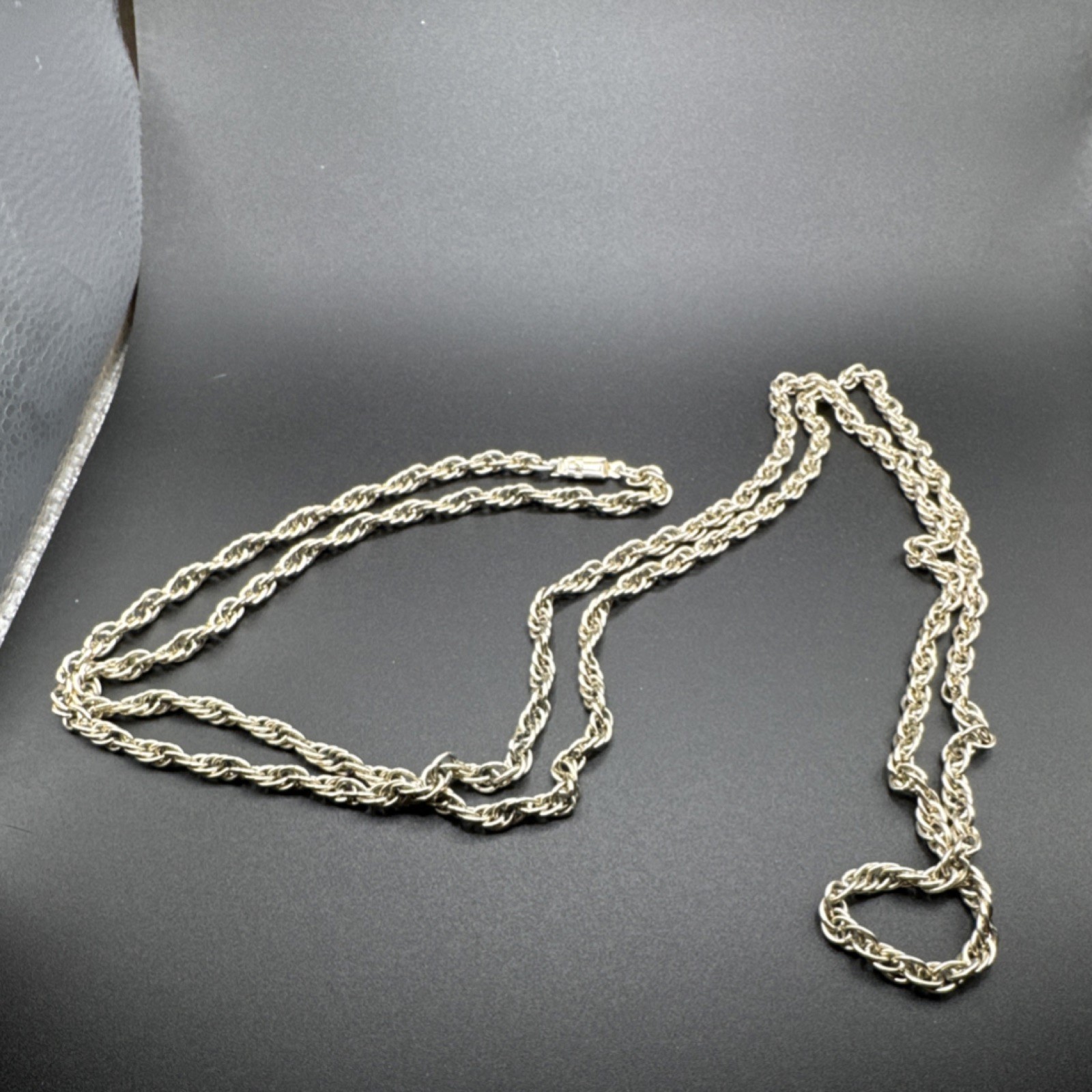 Vintage Rope Chain Necklace long Gold Tone Barrel Clasp West Germany No Stone