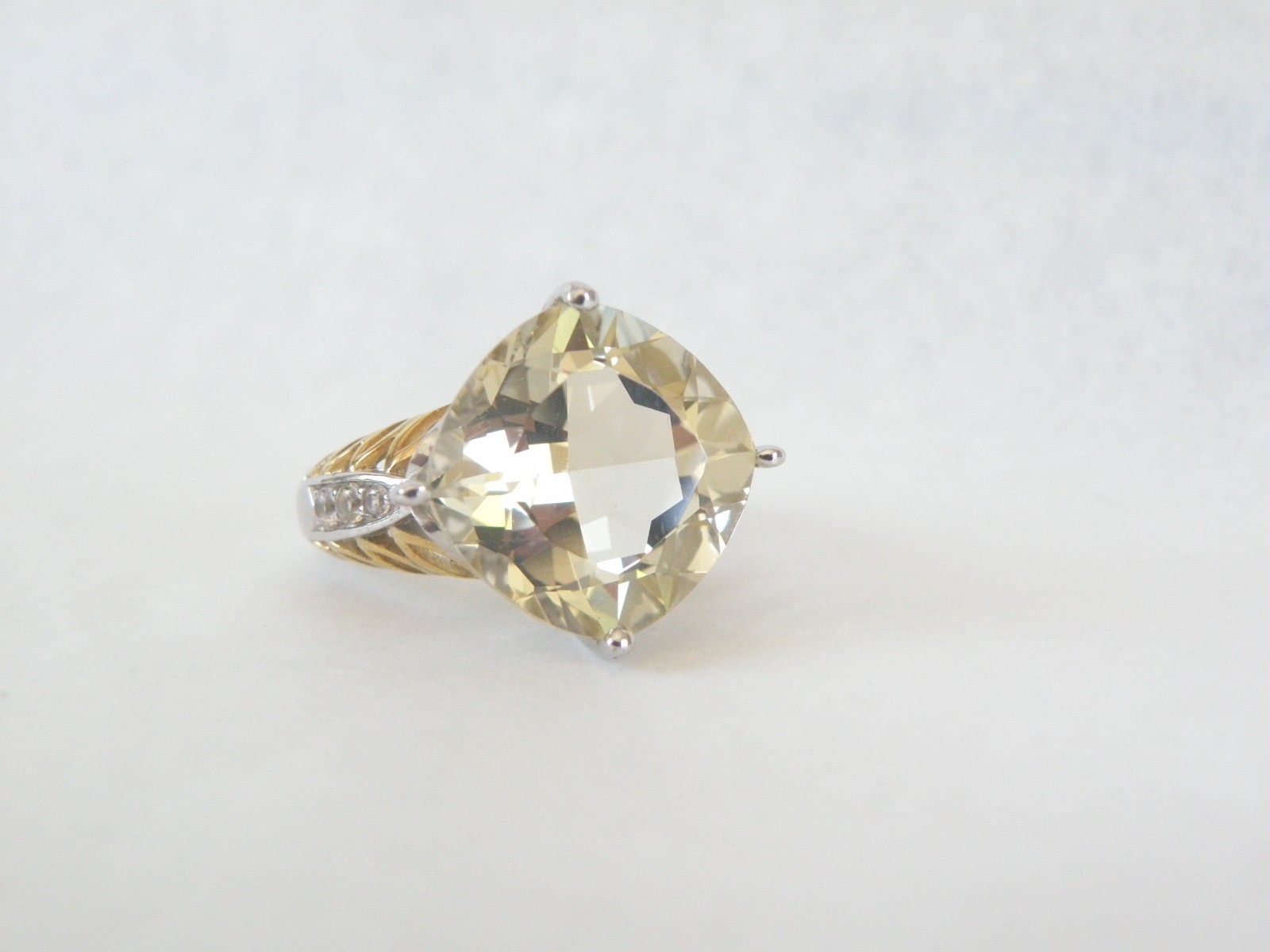 Vintage Sterling Silver 925 Large Natural Yellow Labradorite Ring Size 6
