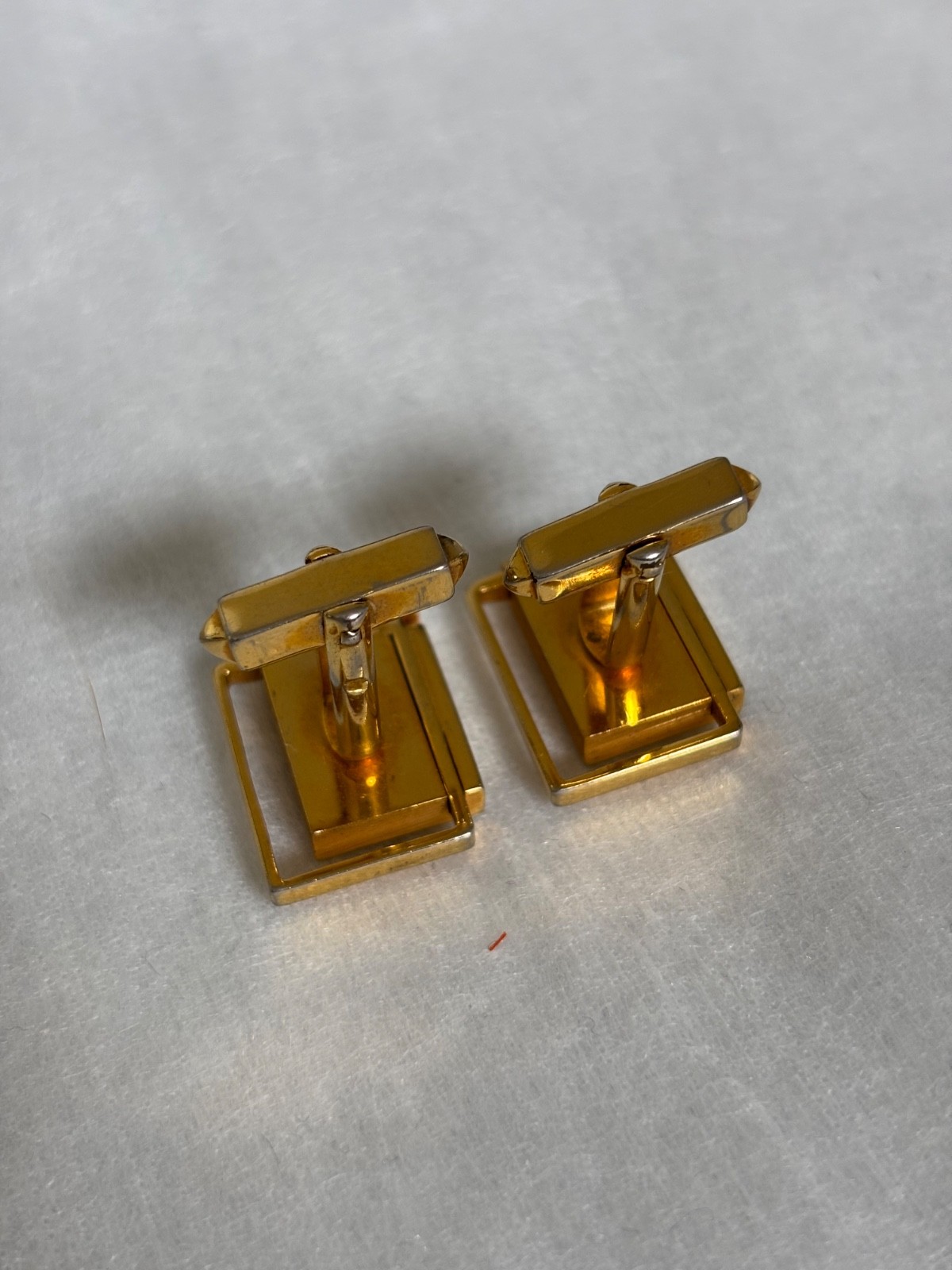 Vintage Initial K Cufflinks Gold Tone Square Geometric Monogram Mens Jewelry⁠