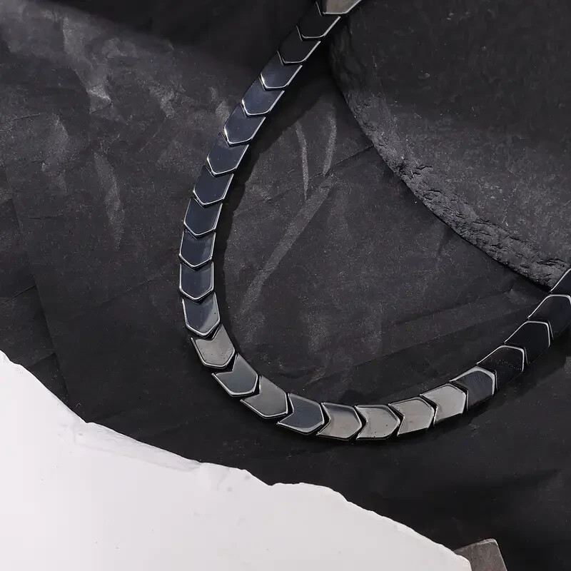 Collar de clavícula de hematita con estilo, joyería de moda, cadena de regalo