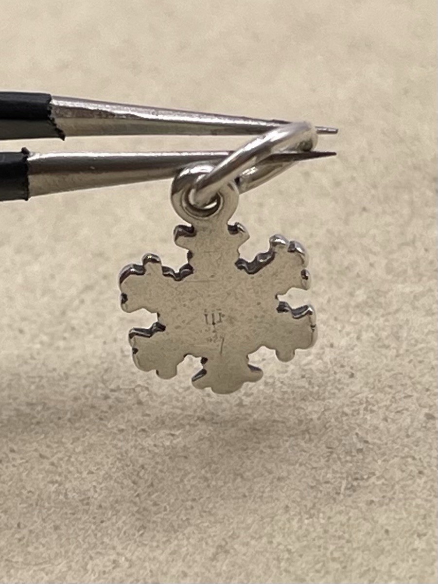 James Avery Aspen Snow Crystal Charm Snowflake Uncut Loop Sterling Silver 925