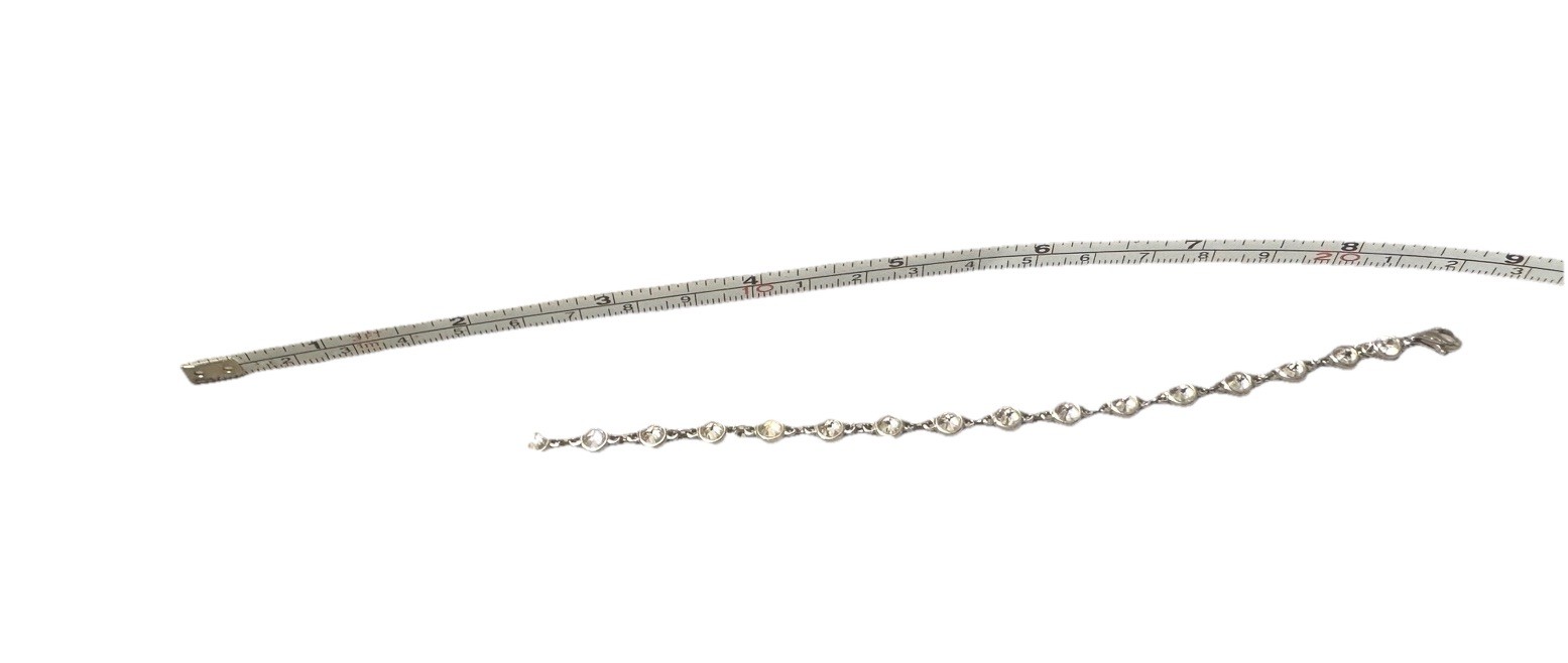 925 Sterling Silver Bezel Set Clear Cubic Zirconia Tennis Cable Bracelet Vietnam