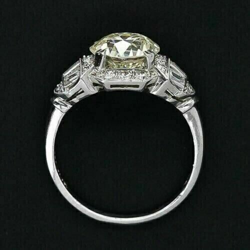 Vintage Art Deco Style Round Cut Lab Created Diamond Engagement 925 Silver Ring